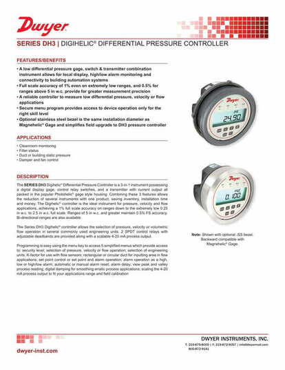 Dwyer Digihelic Differential Pressure Controller Brochure